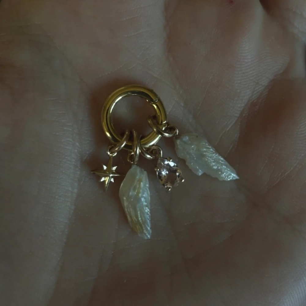 Palm Sunday Angel Wing Pearl Charm